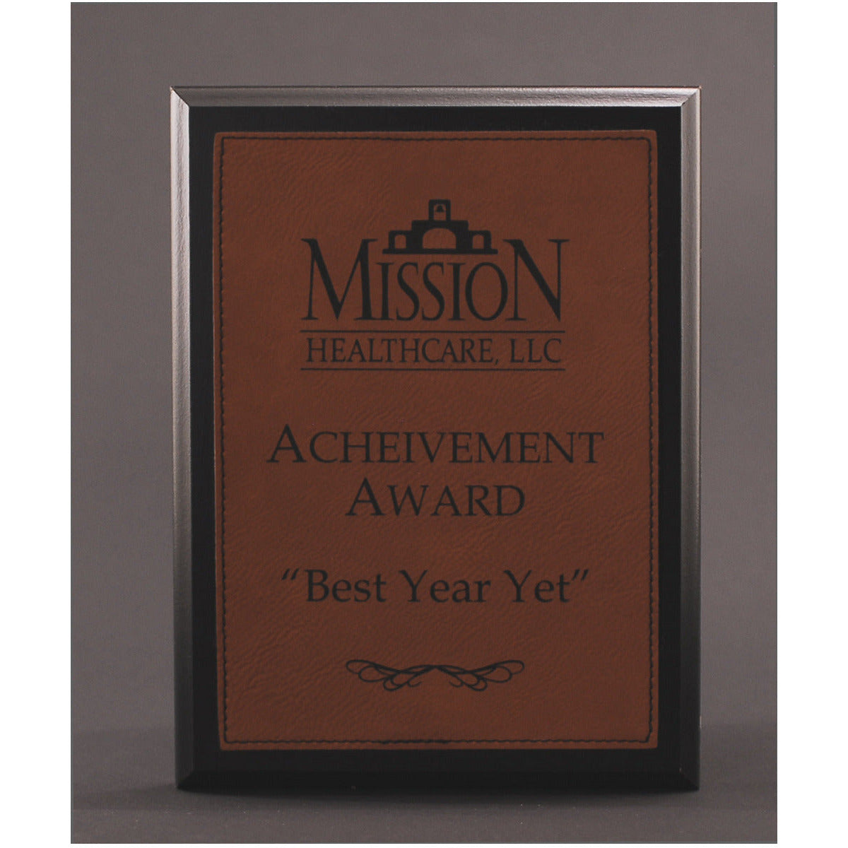 Ebony Finish Plaque With Rawhide Leatherette Plate | Alliance Awards LLC.