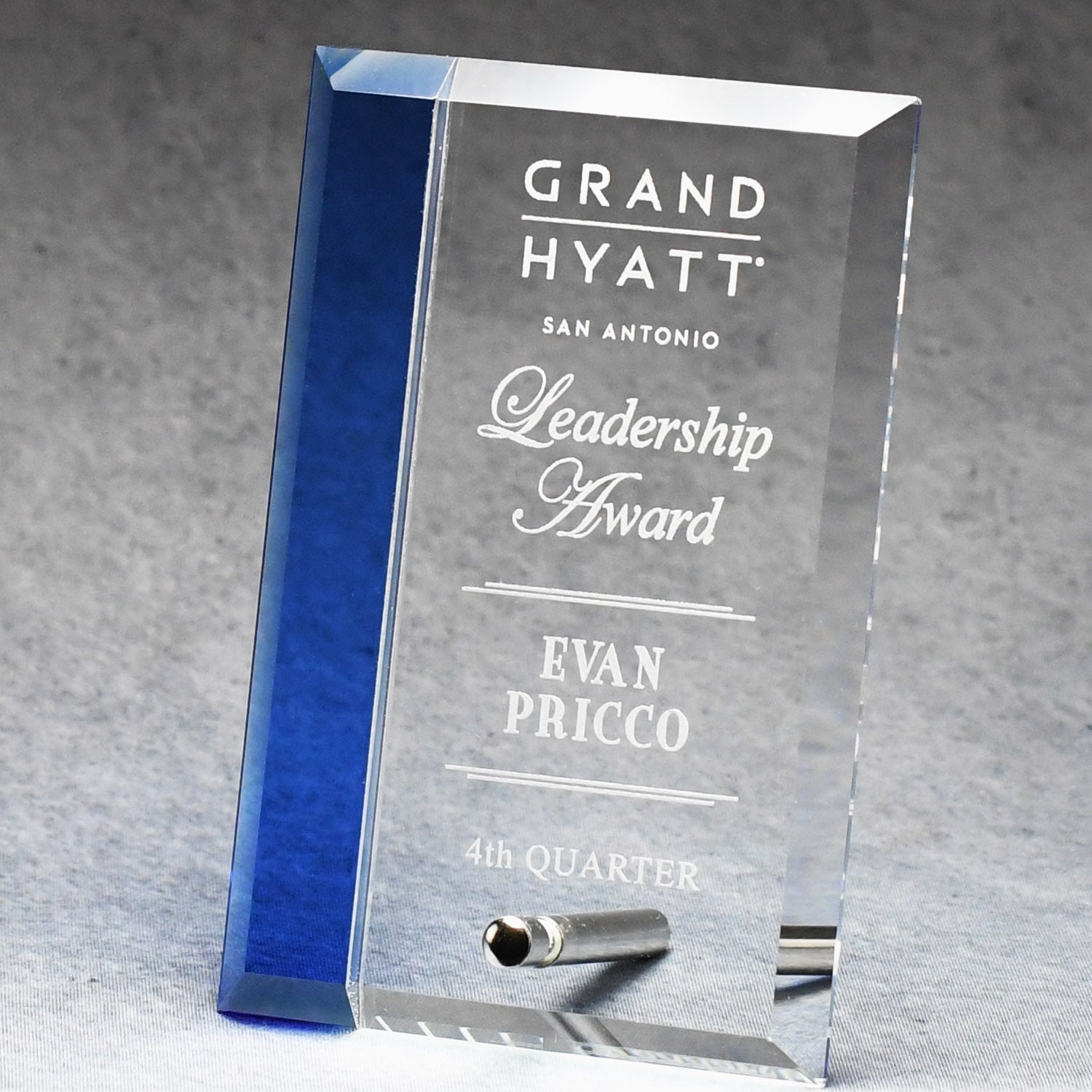 Economy Glass Plaque With Blue Accent | Alliance Awards LLC.
